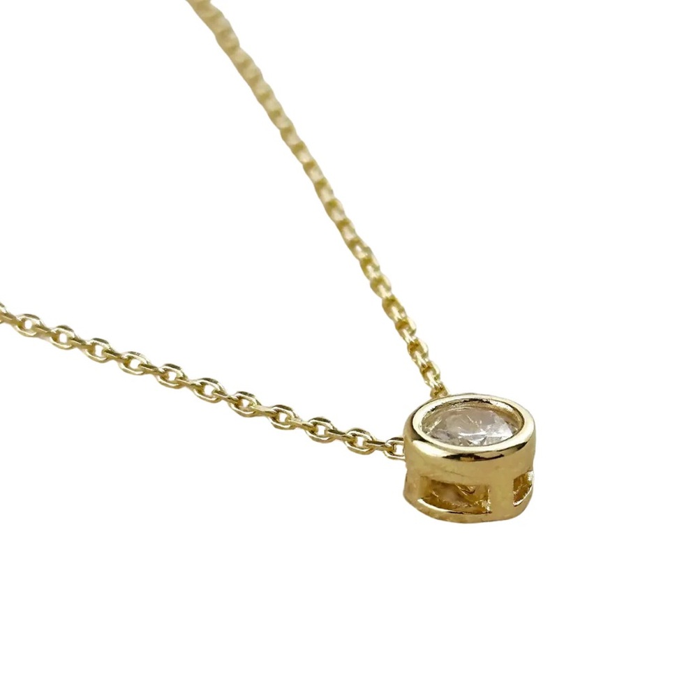 18k Gold Filled Solitaire CZ Necklace - Eco-Friendly - Picture 2 of 3